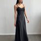 Black dress-combination maxi made of satin