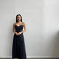 Black dress-combination maxi made of satin