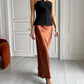 Midi skirt in chocolate color