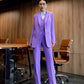 Purple three-piece suit with vest and straight pants