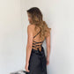 Black dress-combination with an open back