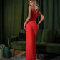 Red silhouette evening dress 