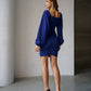 Blue mini dress with voluminous sleeves 