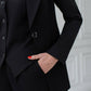 Black three-piece suit with vest