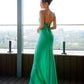 Green dress-combination maxi with an open back 