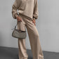 Beige knitted suit