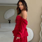 Red chiffon bustier dress