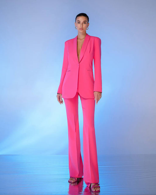 Crimson classic suit with flared pants