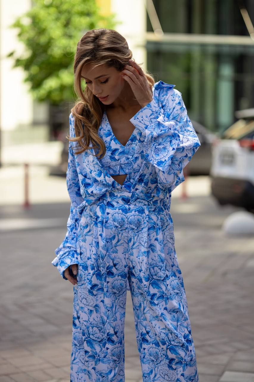 Three-piece silk suit