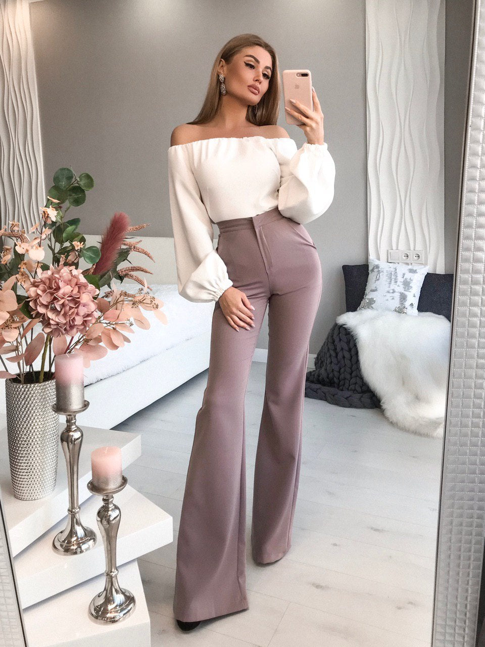 Flare pants in mocha