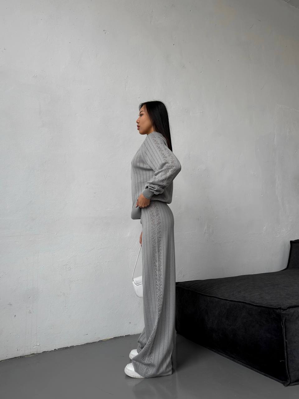 Gray knitted suit