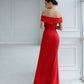 Red evening maxi dress with slit 