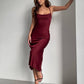 Burgundy dress-combination with an open back