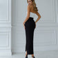 Black pencil skirt with a slit