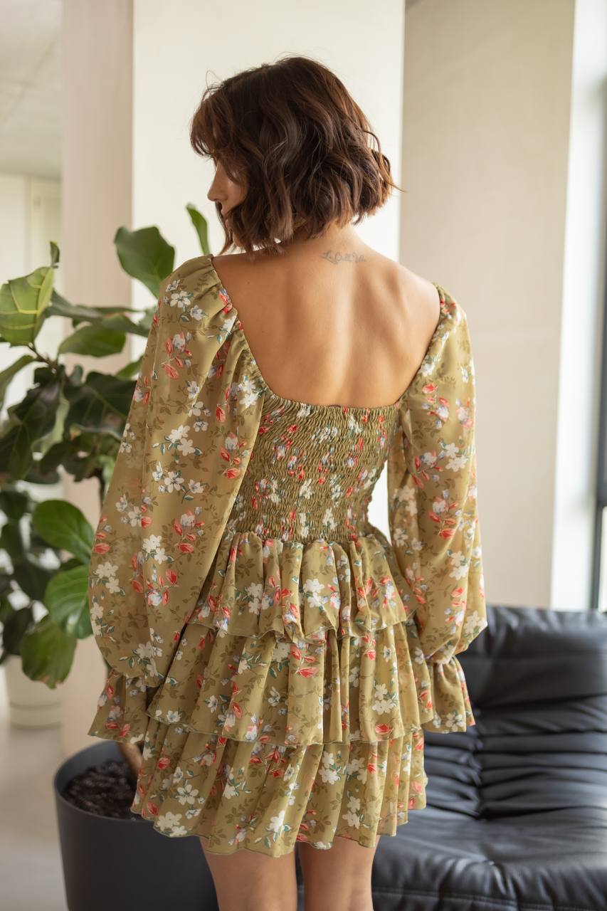 Chiffon bustier dress in floral print