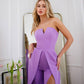 Purple corset jumpsuit with slits