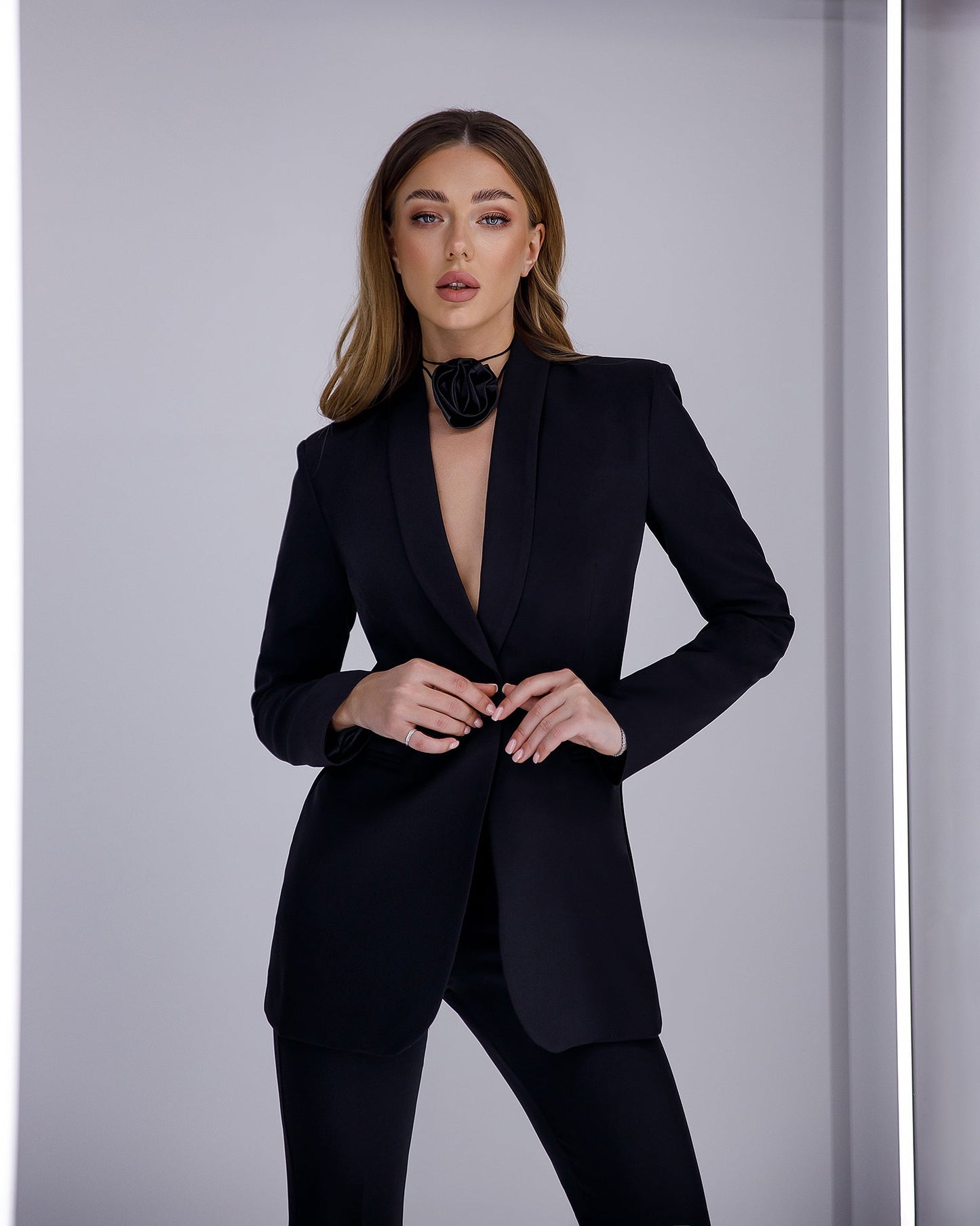 Black classic suit with flared pants