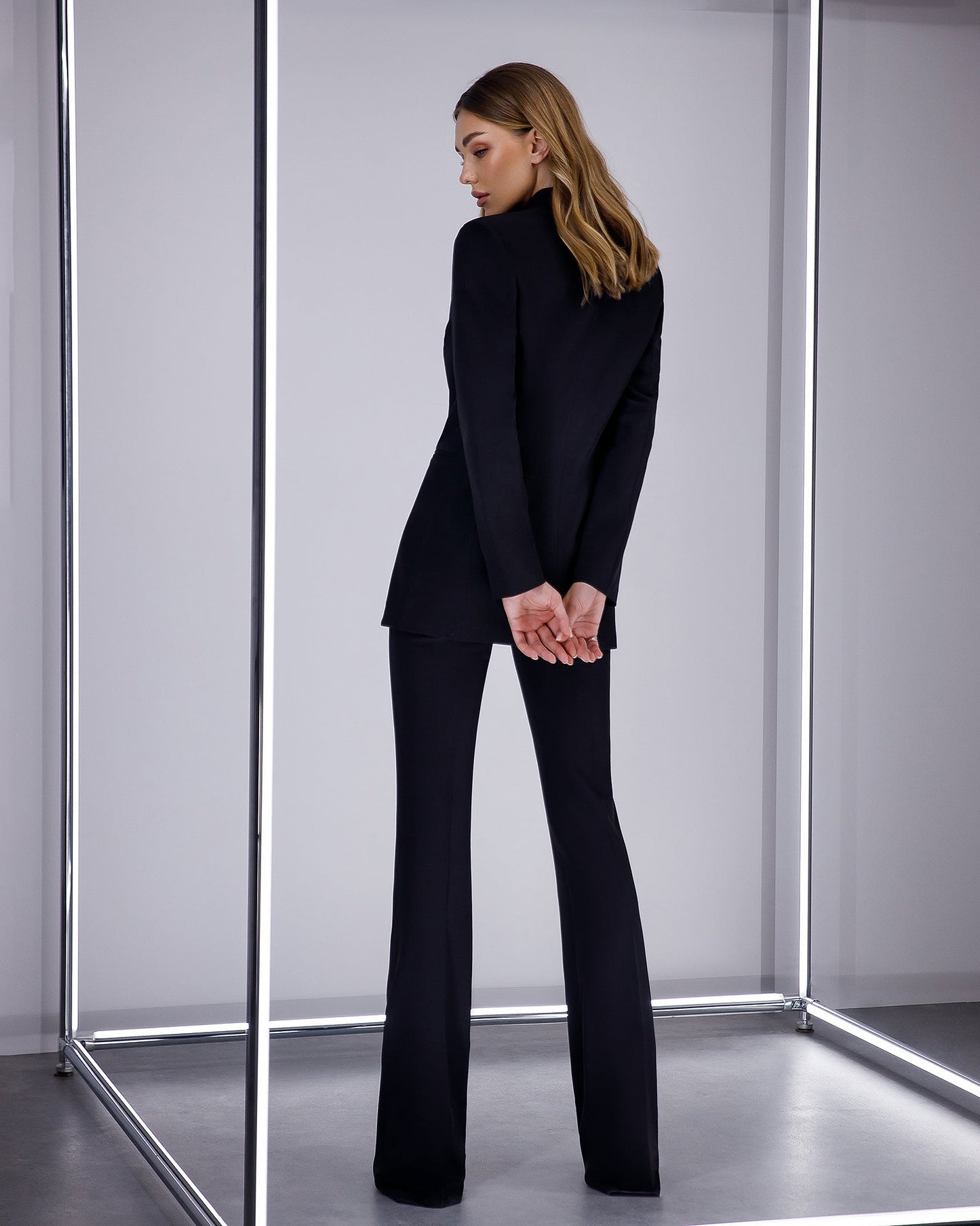 Black classic suit with flared pants