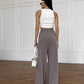 Palazzo pants with mocha melange pleating