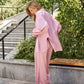 Pink satin three piece suit