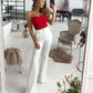 White flared pants