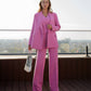 Pink three-piece suit with vest