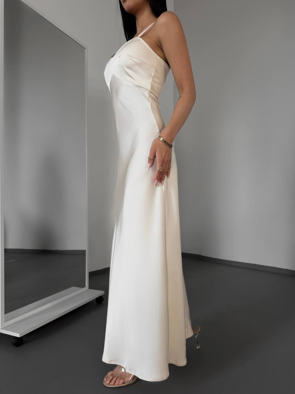 Dress-combination maxi made of satin