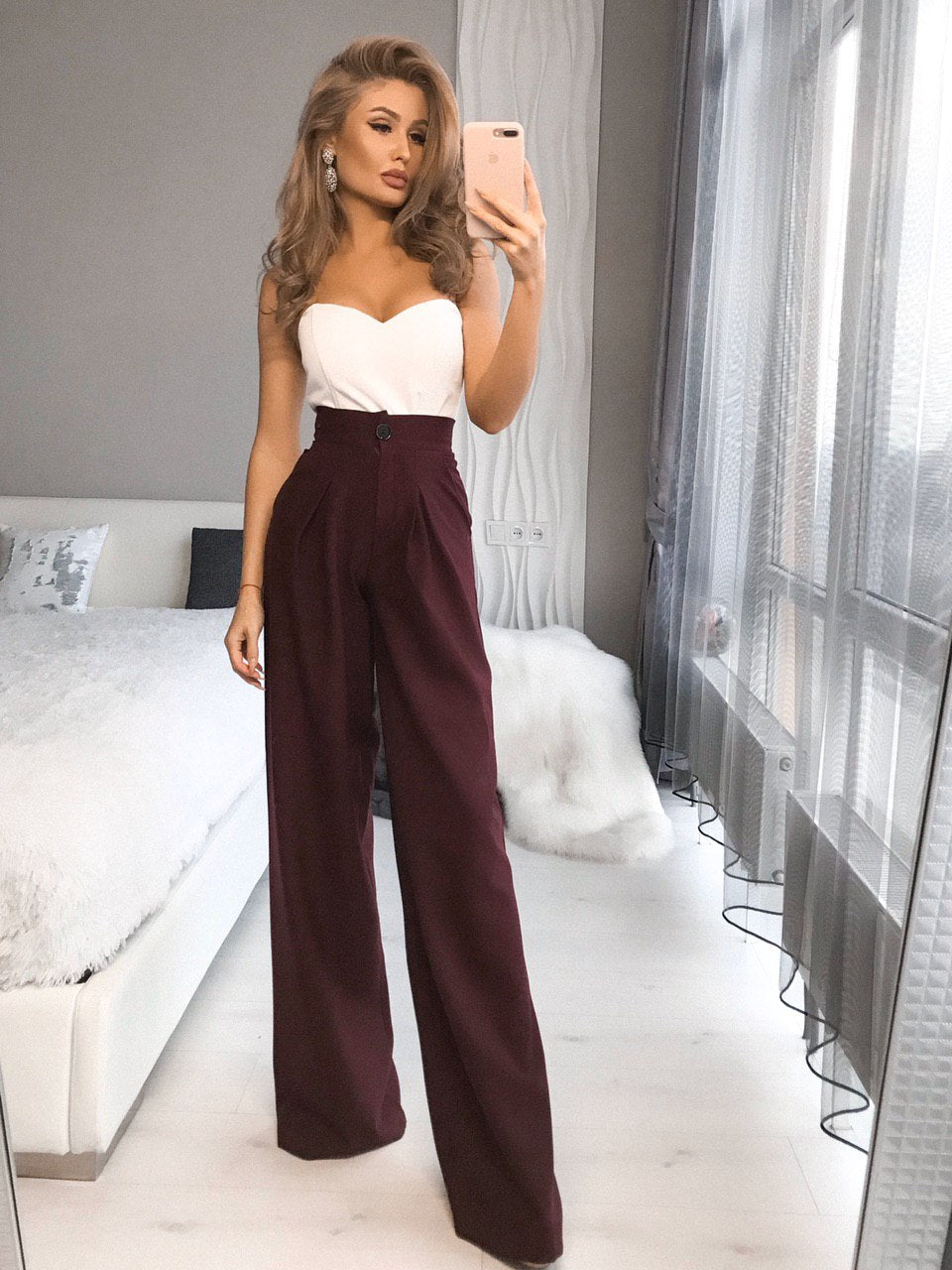 Burgundy palazzo pants