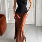 Midi skirt in chocolate color