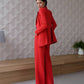 Red suit with wide pants and belt included