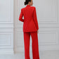 Red three-piece suit with a top