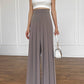 Palazzo pants with mocha melange pleating