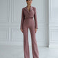 Suit crop jacket and flared pants