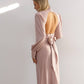 Powder midi dress with bow and open back