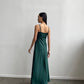 Emerald dress-combination maxi made of satin