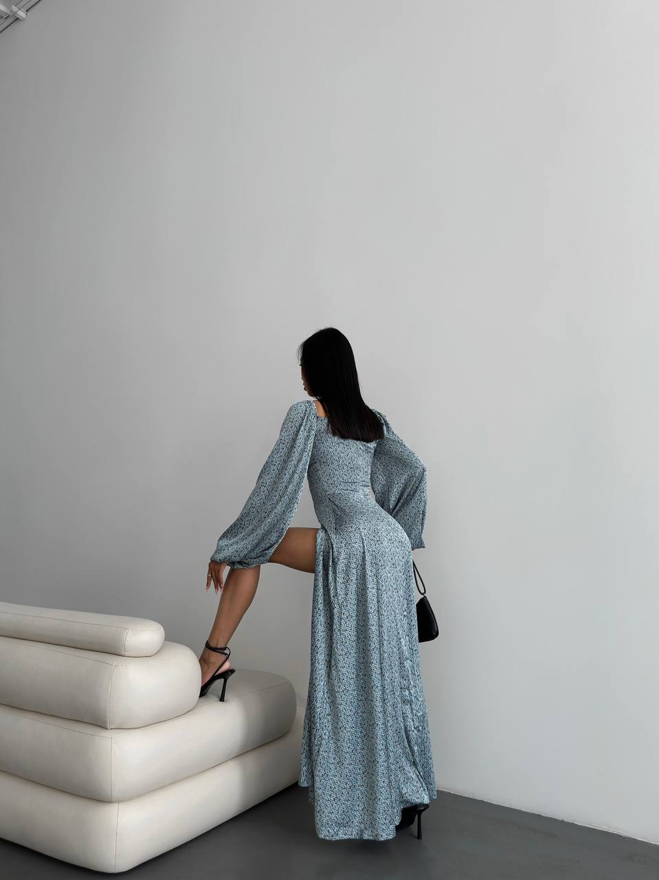 Silk maxi dress with slit