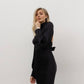 Black midi dress with bow and open back