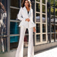 Milk suit with a peplum jacket and flared pants