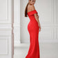 Red evening maxi dress with slit 