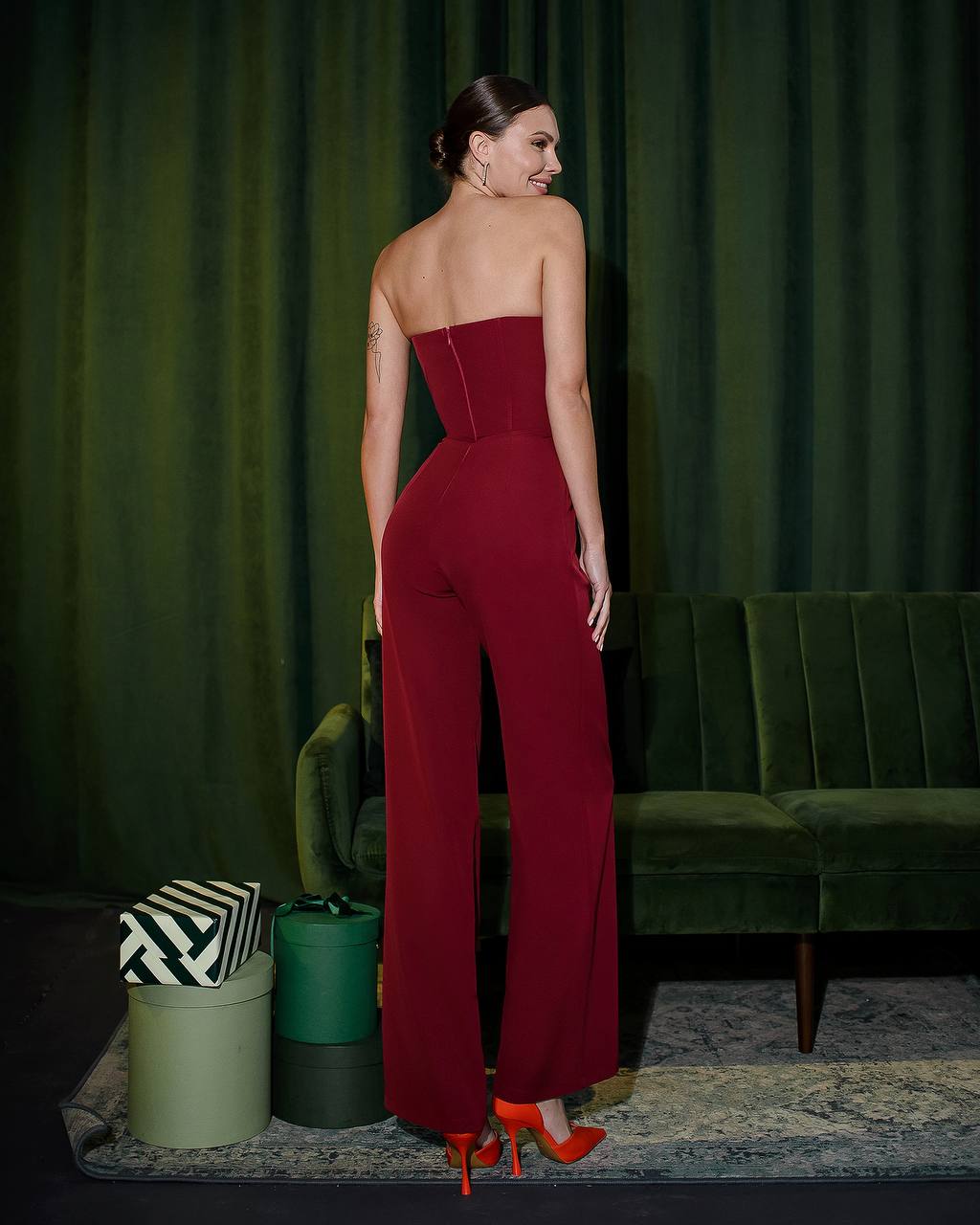 Burgundy corset jumpsuit