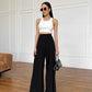 Black pleated palazzo pants