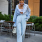 Blue wide trousers