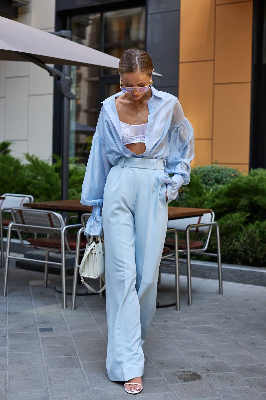 Blue wide trousers