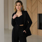 Black suit with wide pants and belt included