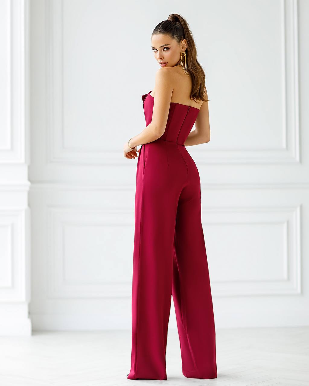 Burgundy corset jumpsuit