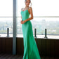 Green dress-combination maxi with an open back 