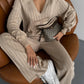 Beige knitted suit