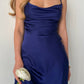 Blue dress-combination with an open back