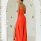 Coral corset jumpsuit with slits