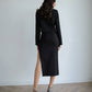 Black suit crop jacket and pencil skirt